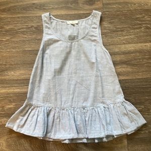 beachlunchlounge Women’s Pinstripe Seersucker Blue Peplum Tank Top in size SP